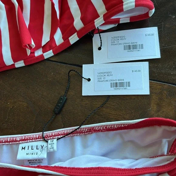 Milly Minis size 12 pinafore string two piece bikini set